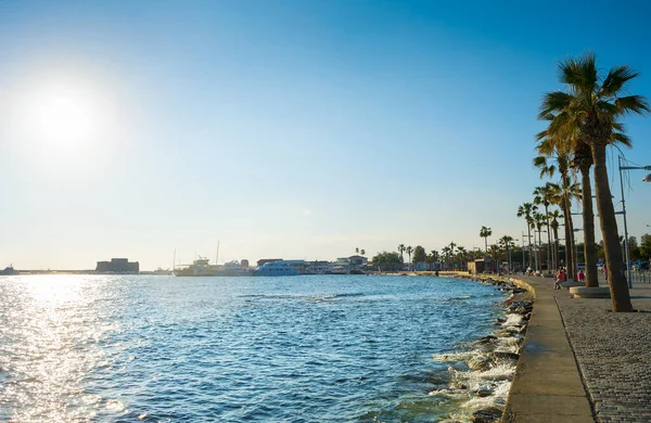 Uitzicht Dijk Van Paphos Bij Zonsondergang Cyprus — Stockfoto