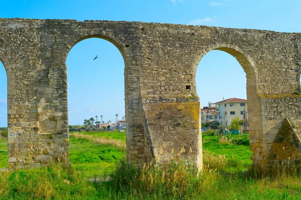 Vista Histórica Del Acueducto Kamares Larnaca Chipre —  Fotos de Stock