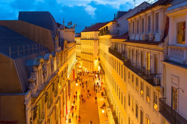 Lisbon Portugal January 2020 Aerial View Old Town Shopping Street — Stock Photo, Image