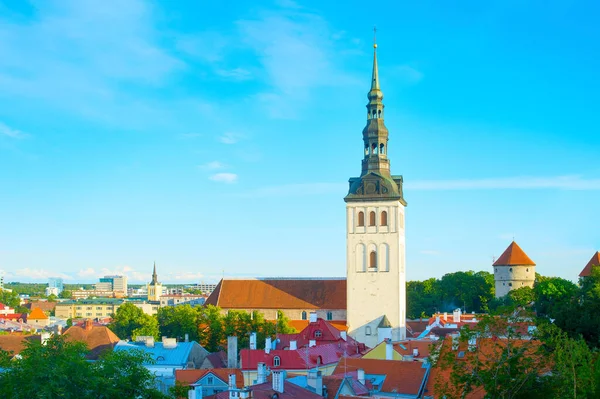 Sankt Nikolaus Kyrka Vid Solnedgången Tallinn Estland — Stockfoto