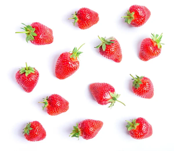 Montón Fresas Aisladas Sobre Fondo Blanco — Foto de Stock