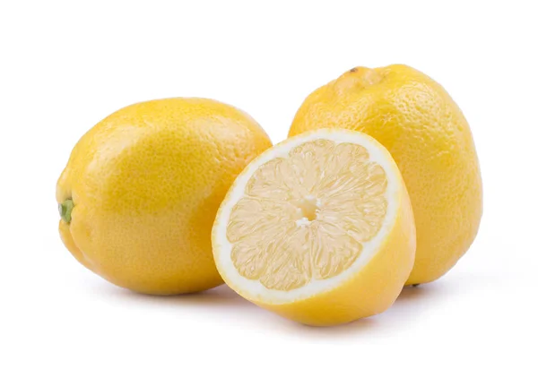 Жовті Лимони Ізольовані Білому Тлі — стокове фото