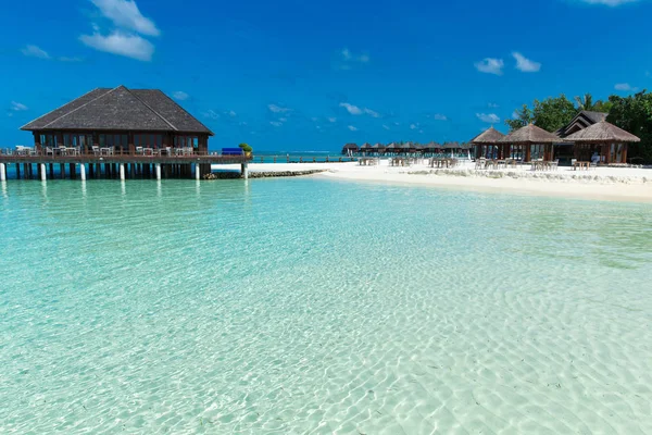 Vista Dell Isola Tropicale Delle Maldive Con Spiaggia Sabbia Bianca — Foto Stock