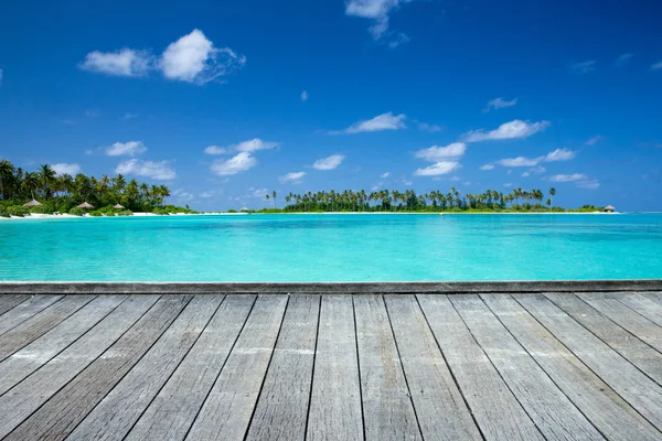 Plage Tropicale Aux Maldives Avec Lagon Bleu — Photo