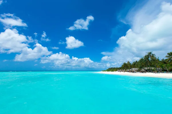 Tropisk Strand Maldiverna Med Blå Lagun — Stockfoto