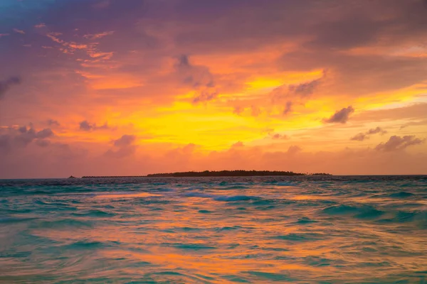 Tramonto Mare Alle Maldive — Foto Stock