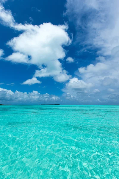 Ilha Maldivas Tropicais Com Praia Areia Branca Mar — Fotografia de Stock