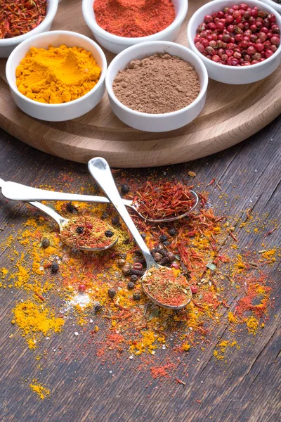 Spices Bowls Close — Stock Photo, Image