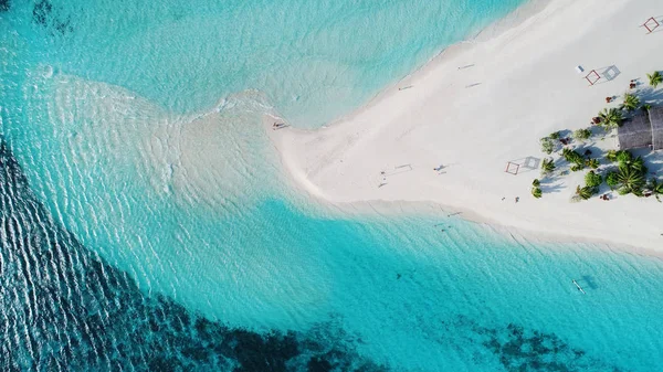 Strand Met Water Bungalows Malediven — Stockfoto