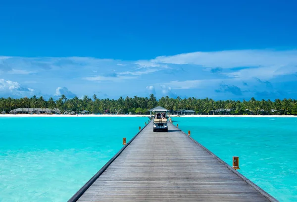 Isla Tropical Maldivas Con Playa Arena Blanca Mar — Foto de Stock