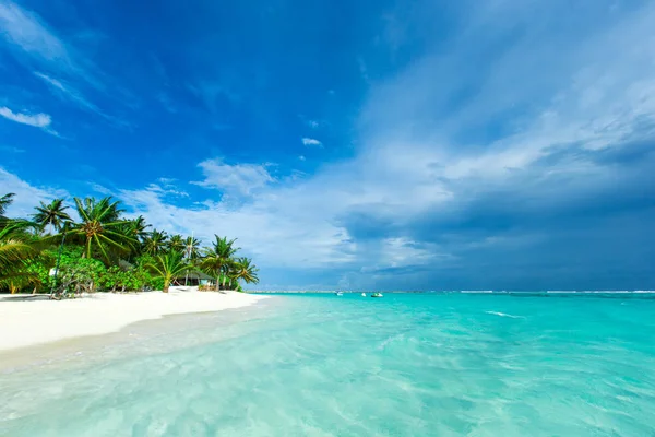 Tropische Malediven Eiland Met Wit Zandstrand Zee — Stockfoto