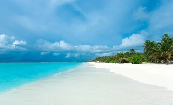 Тропический Мальдивский Остров Белым Песчаным Пляжем Морем — стоковое фото