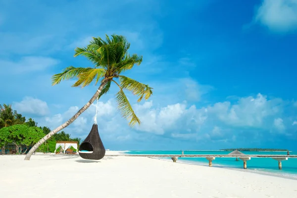 Tropical Maldives Island White Sandy Beach Sea — Stock Photo, Image