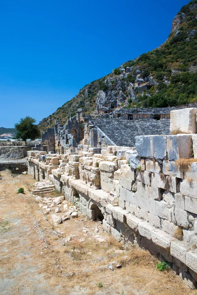 Antigua Necrópolis Lycian Con Tumba Tallada Rocas Mira —  Fotos de Stock