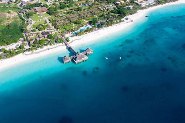 Die Wunderschöne Tropische Insel Sansibar Aus Der Luft Meer Strand — Stockfoto