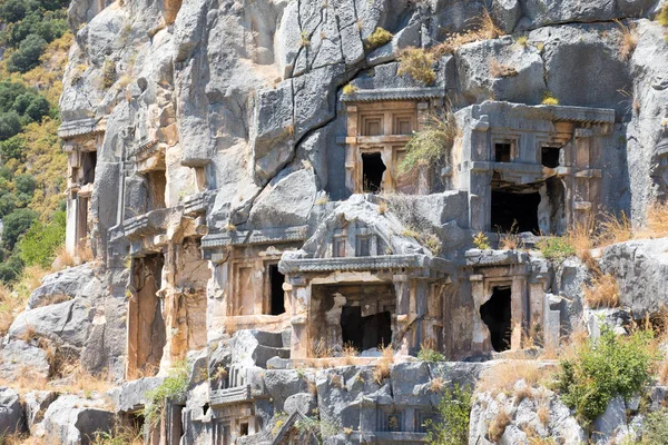 Ancient Lycian Necropolis Tomb Carved Rocks Mira — Stock Photo, Image