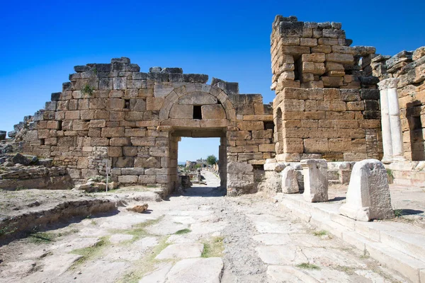 Hierapolis Ruines Ville Antique Porte Romaine Nord Pamukkale Denizli Turquie — Photo