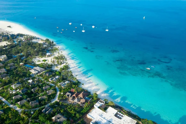 Het Prachtige Tropische Eiland Zanzibar Luchtfoto Zee Strand Van Zanzibar — Stockfoto