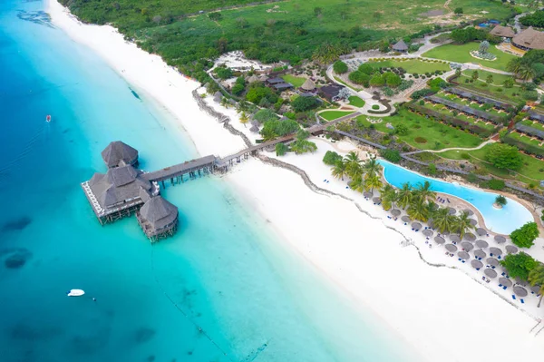 Die Wunderschöne Tropische Insel Sansibar Aus Der Luft Meer Strand — Stockfoto