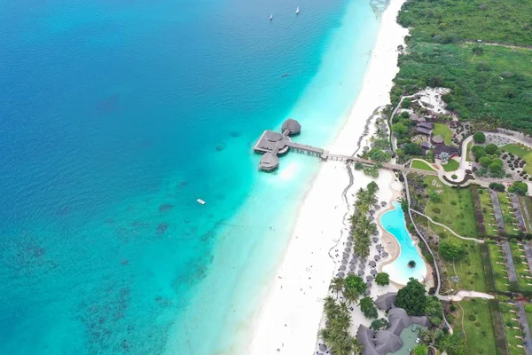 Die Wunderschöne Tropische Insel Sansibar Aus Der Luft Meer Strand — Stockfoto
