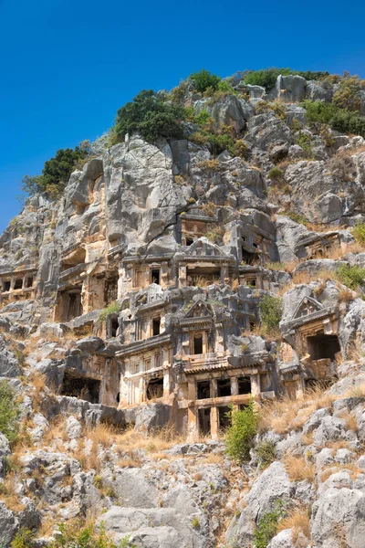 Ancient Lycian Necropolis Tomb Carved Rocks Mira — Stock Photo, Image