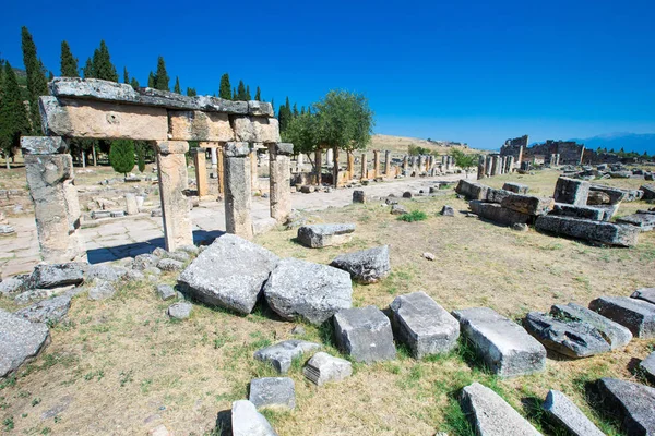 Ruiny Antického Města Hierapolis Římské Brány Severní Pamukkale Turecko Denizli — Stock fotografie