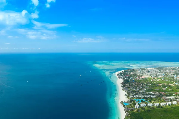 Krásný Tropický Ostrov Zanzibar Letecký Pohled Moře Beach Zanzibar Tanzanie — Stock fotografie