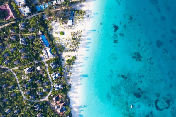 Den Vackra Tropiska Zanzibar Flygfoto Havet Zanzibar Beach Tanzania — Stockfoto