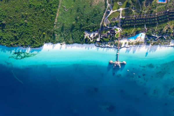 Den Vackra Tropiska Zanzibar Flygfoto Havet Zanzibar Beach Tanzania — Stockfoto