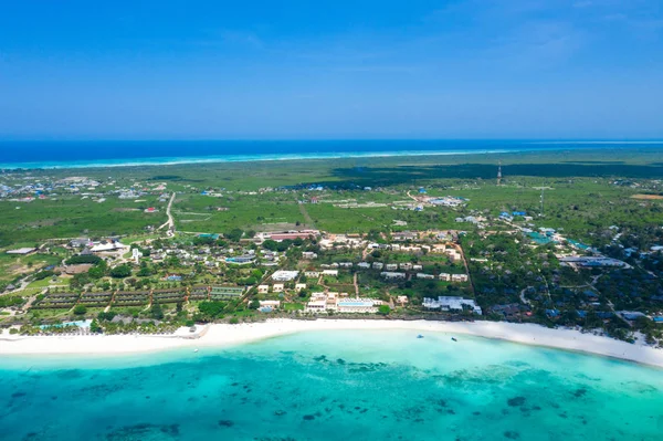 Gyönyörű Trópusi Sziget Zanzibar Légifelvételek Tengerre Strand Zanzibar Tanzánia — Stock Fotó