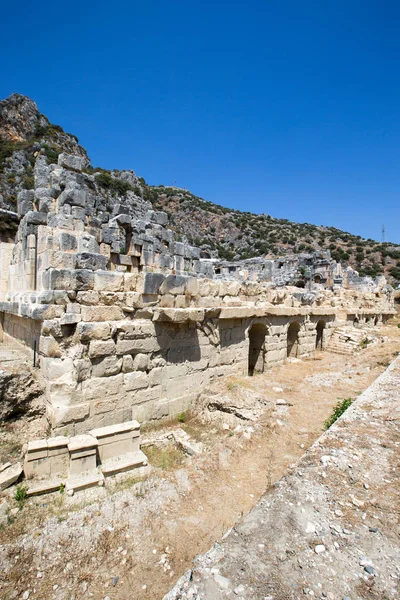 Antigua Necrópolis Lycian Con Tumba Tallada Rocas Mira —  Fotos de Stock