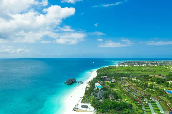 Bela Ilha Tropical Zanzibar Vista Aérea Mar Praia Zanzibar Tanzânia — Fotografia de Stock