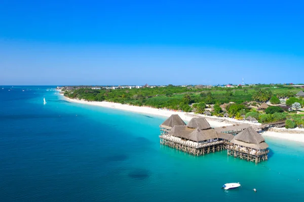 Die Wunderschöne Tropische Insel Sansibar Aus Der Luft Meer Strand — Stockfoto