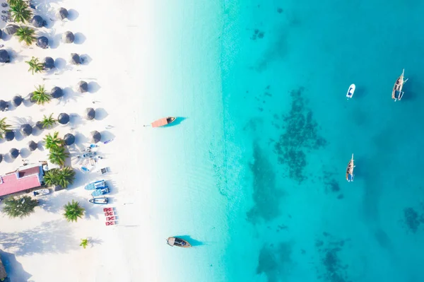 Den Vackra Tropiska Zanzibar Flygfoto Havet Zanzibar Beach Tanzania — Stockfoto