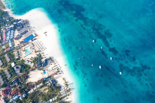 Bela Ilha Tropical Zanzibar Vista Aérea Mar Praia Zanzibar Tanzânia — Fotografia de Stock