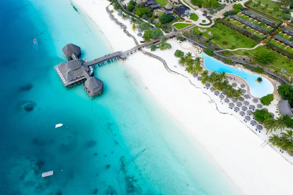 Die Wunderschöne Tropische Insel Sansibar Aus Der Luft Meer Strand — Stockfoto