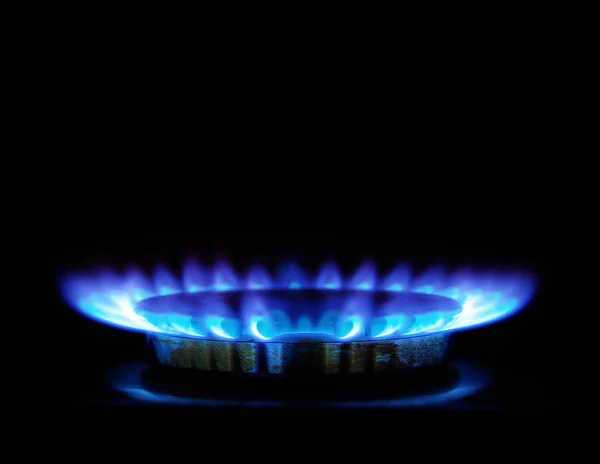 Flames Gas Stove Dark — Stock Photo, Image