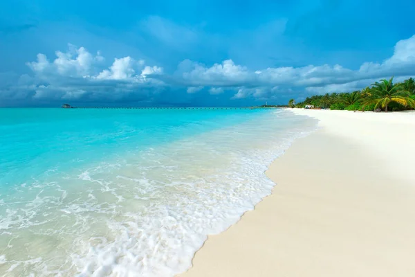 Isla Tropical Maldivas Con Playa Arena Blanca Mar — Foto de Stock