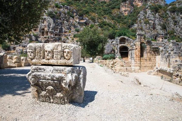 Antica Necropoli Licia Con Tomba Scavata Nelle Rocce Mira — Foto Stock