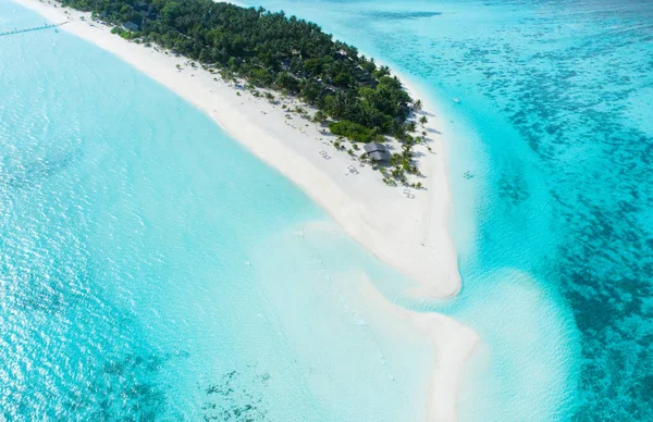 Mooie Luchtfoto Van Maldiven Het Tropische Strand Reizen Vakantie Concept — Stockfoto