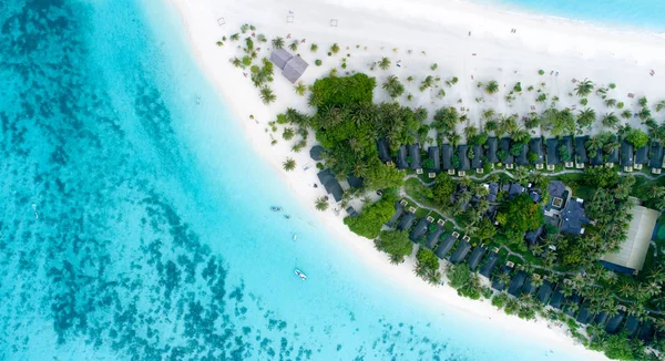 Mooie Luchtfoto Van Maldiven Het Tropische Strand Reizen Vakantie Concept — Stockfoto