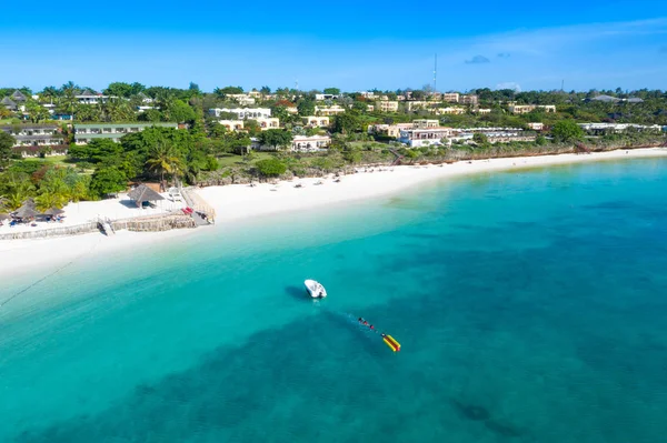 Bela Ilha Tropical Zanzibar Vista Aérea Mar Praia Zanzibar Tanzânia — Fotografia de Stock