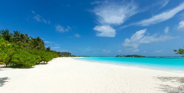 Maldives island with white sandy beach and sea — Stock Photo, Image