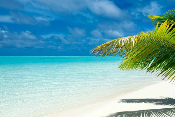Maldív-szigetek-sziget fehér homokos tengerpart és a tenger — Stock Fotó