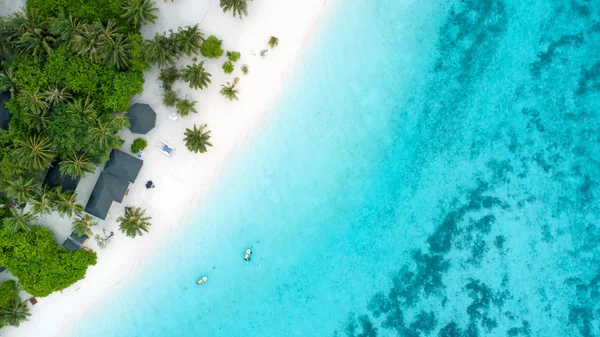 Mooie Luchtfoto Van Maldiven Het Tropische Strand Reizen Vakantie Concept — Stockfoto
