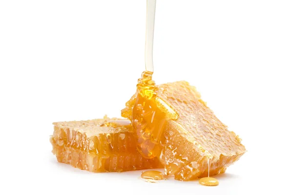 Trempette au miel sur fond blanc — Photo