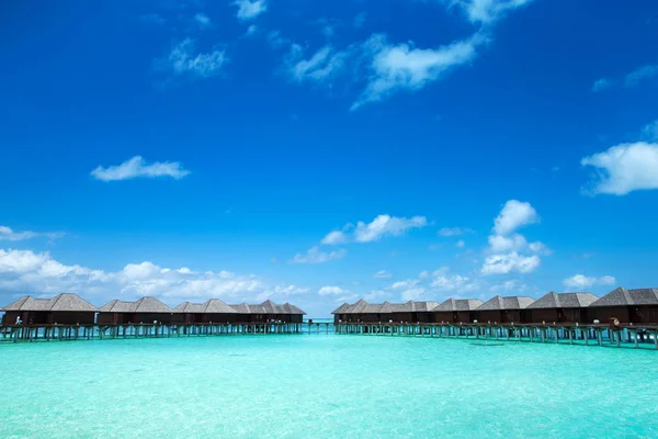 Beyaz kumlu sahili ve denizi olan tropik Maldivler adası — Stok fotoğraf
