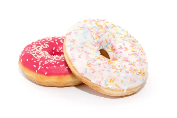 Donut Com Polvilhas Isoladas Sobre Fundo Branco — Fotografia de Stock