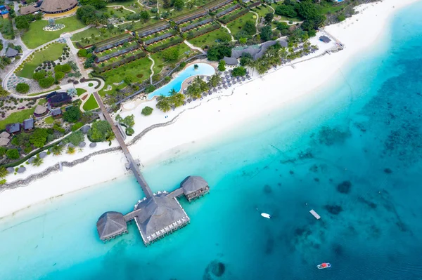 Bela Ilha Tropical Zanzibar Vista Aérea Mar Praia Zanzibar Tanzânia — Fotografia de Stock