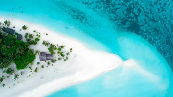 Mooie Luchtfoto Van Maldiven Het Tropische Strand Reizen Vakantie Concept — Stockfoto